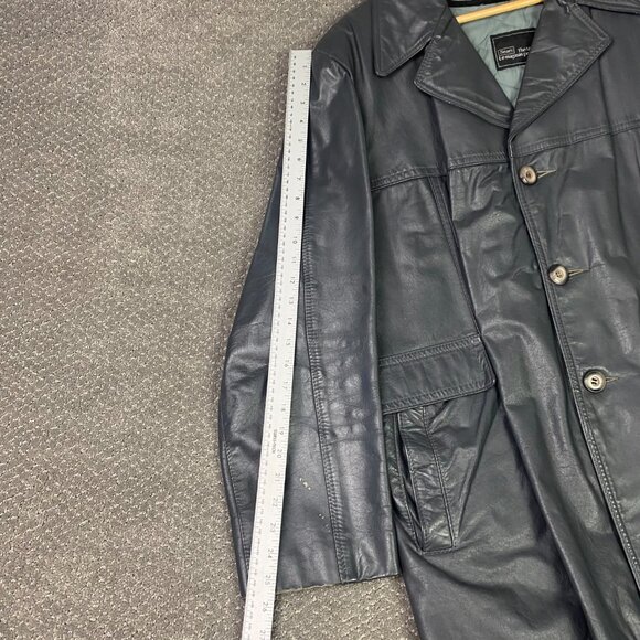 Vintage 70s Sears Leather Jacket Men's 46 Gray Zip In Liner Fight Club - Picture 12 of 15